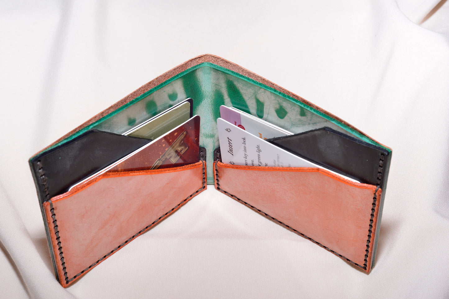 Pink, Green, Black and Orange Bi-fold Wallet