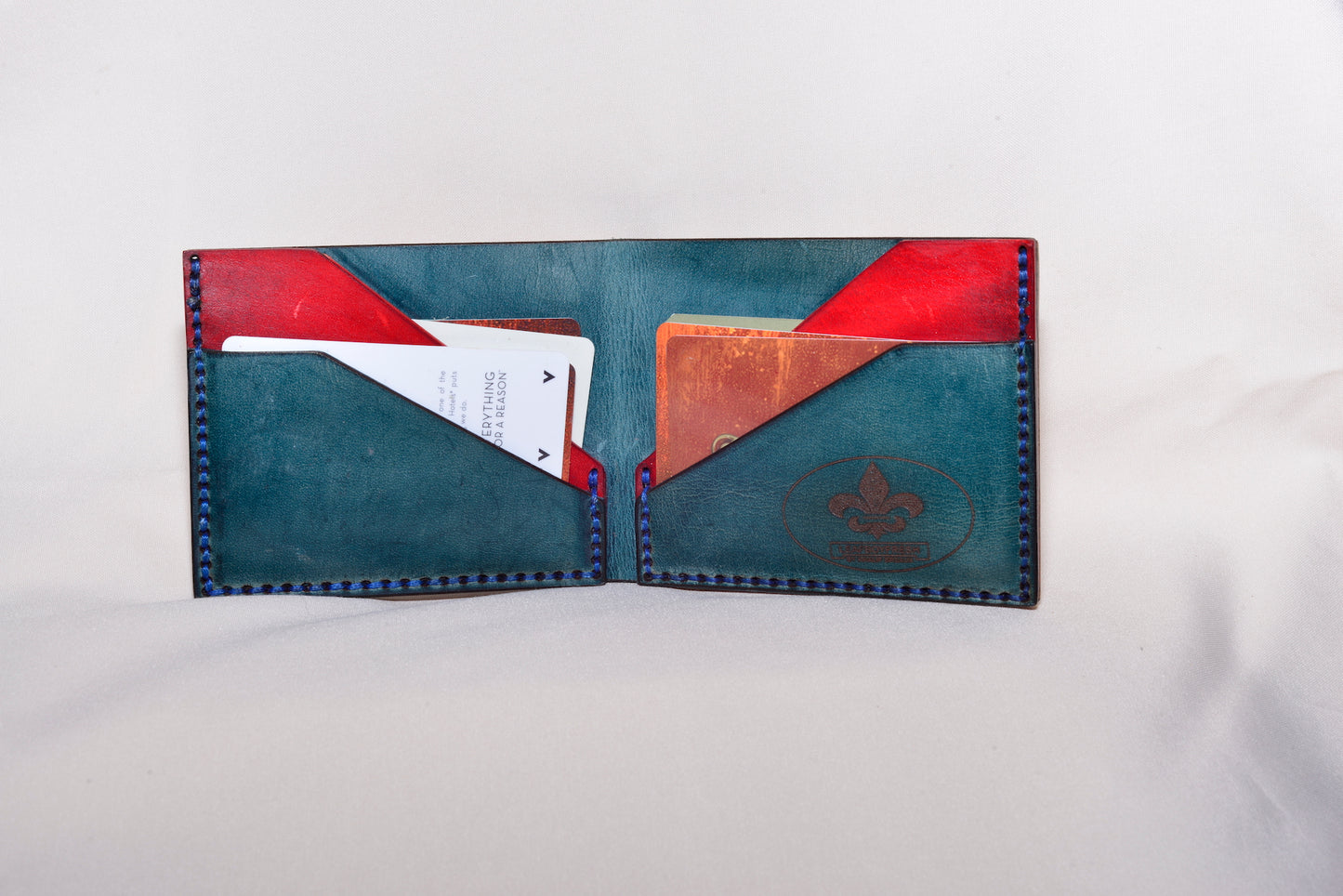 Orange, Blue and Red Bi-fold Wallet