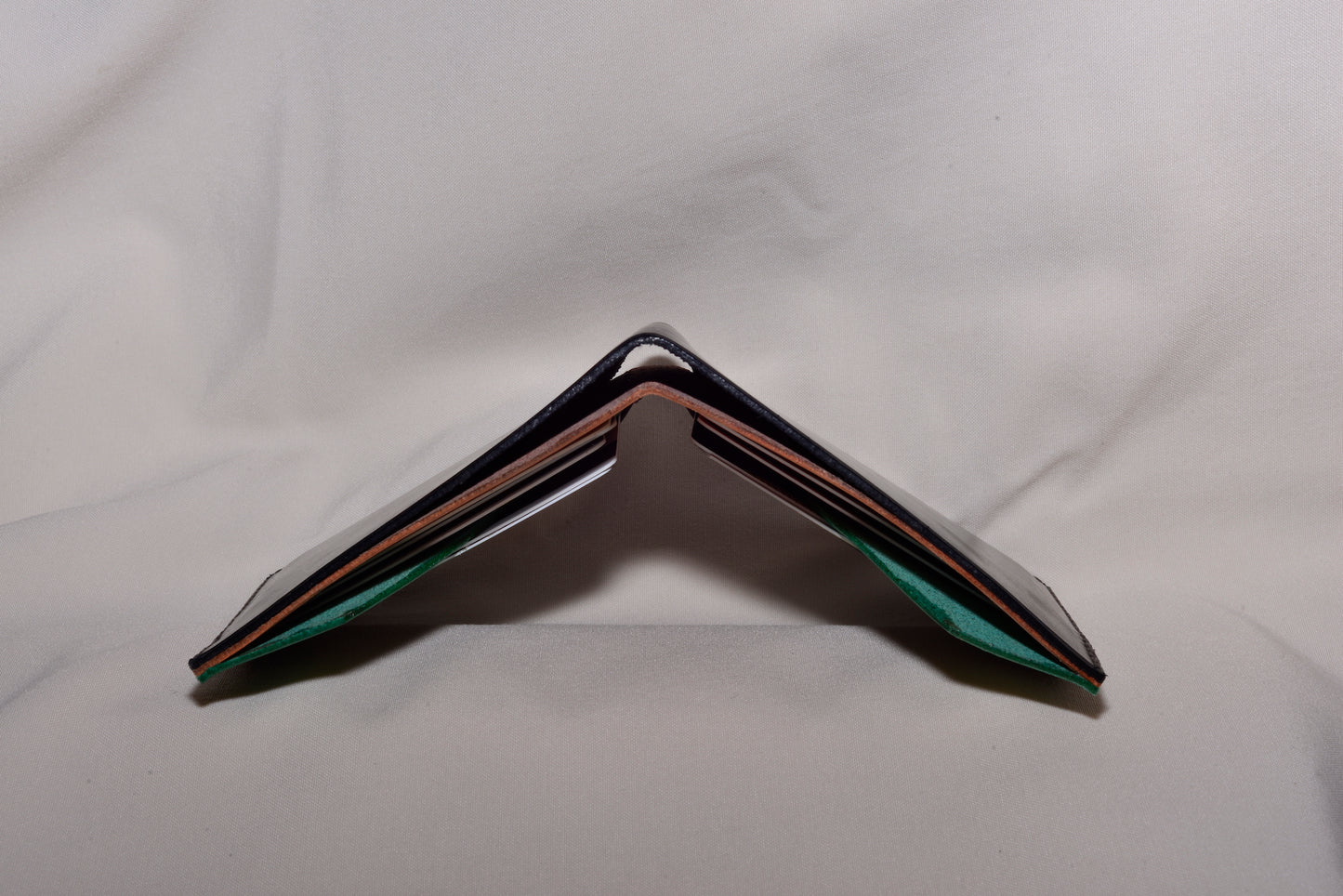 Black, Green and Peach Bi-fold Wallet